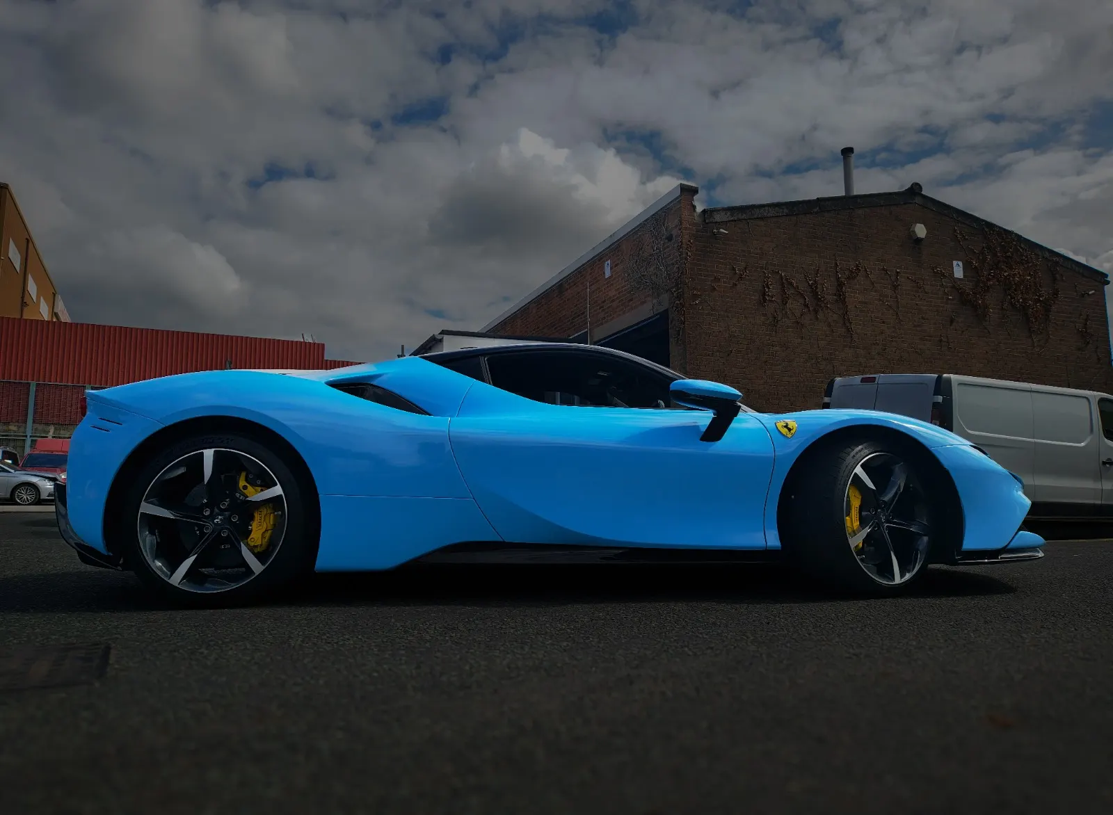 Ferrari SF90 Gulf Blue vinyl wrap - side profile