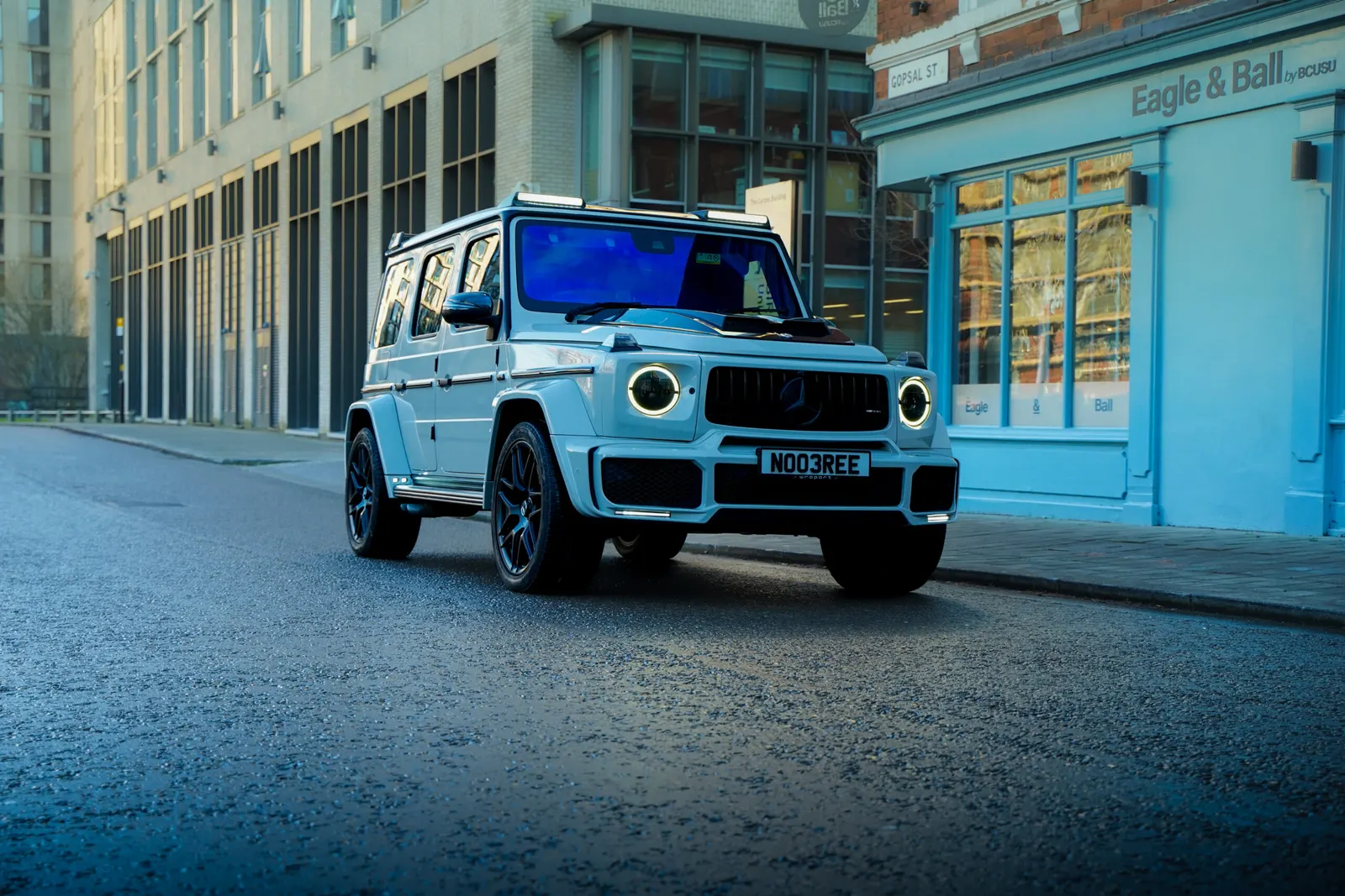 Mercedes G63 with Brabus body kit in Nardo grey wrap and paint protection film