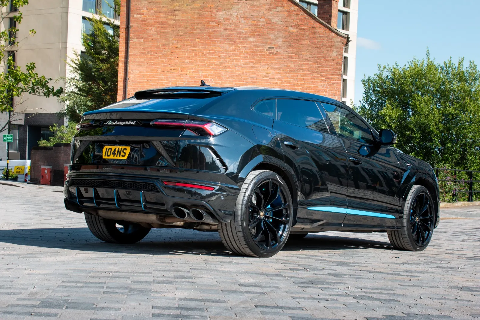 Lamborghini Urus Metallic Black Wrap with Blue Accents and Caliper Painting in Birmingham